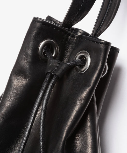 MR.OLIVE E.O.I / WATER PROOF LIGHT LEATHER / DRAWSTRING MINI SHOULDER BAG ミスターオリーブ イーオーアイ / ウォータープルーフウォッシャブルレザー / 巾着ミニショルダー
